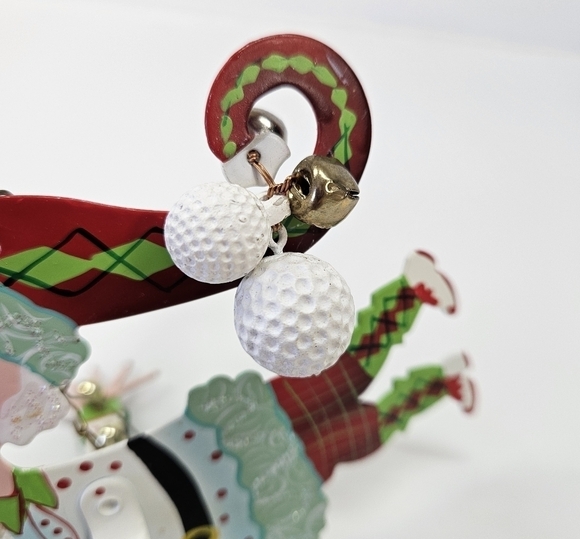 VINTAGE Karen Rossi Fanciful Flights Santa Golfer Silvestri Beaded Ornament Golf - Picture 4 of 7